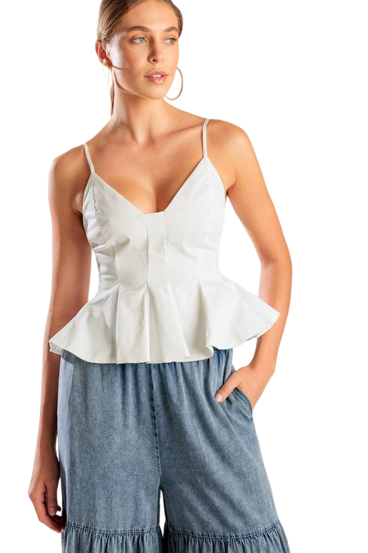 Flying Tomato Ruffled Neck Cami Top