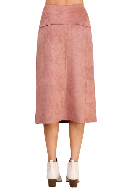 Apparel-Allie Rose Constructed Soft Microsuede Midi Skirt