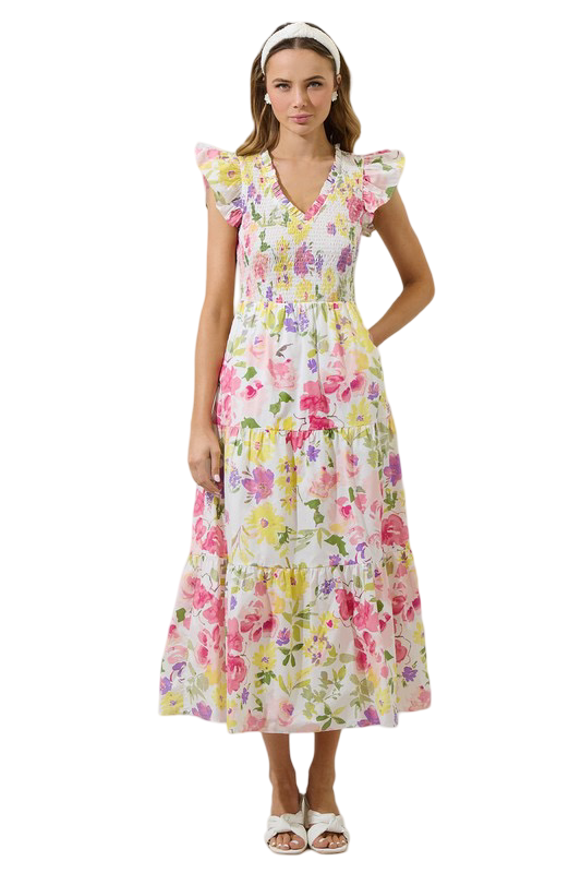 Apparel- Sugarlips Leonie Sunfire Tiered Midi Dress
