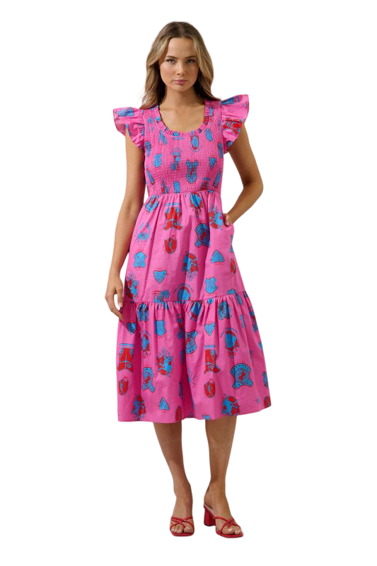 Sugarlips Glare Smocked Tiered Midi Dress Zodiac