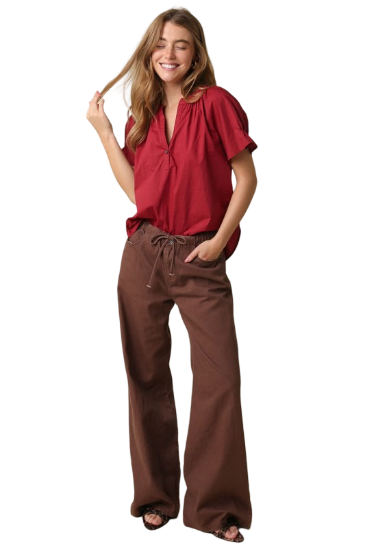 Olivaceous Hylee Ruffle Sleeve Peasant Blouse Top