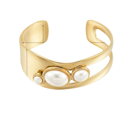 Bracelets- M&E Bling 18k Gold Plated Open Design with Stones Bracelet