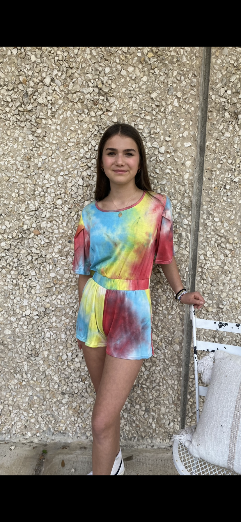 Girls- Erge Tie Dyed Terry Romper