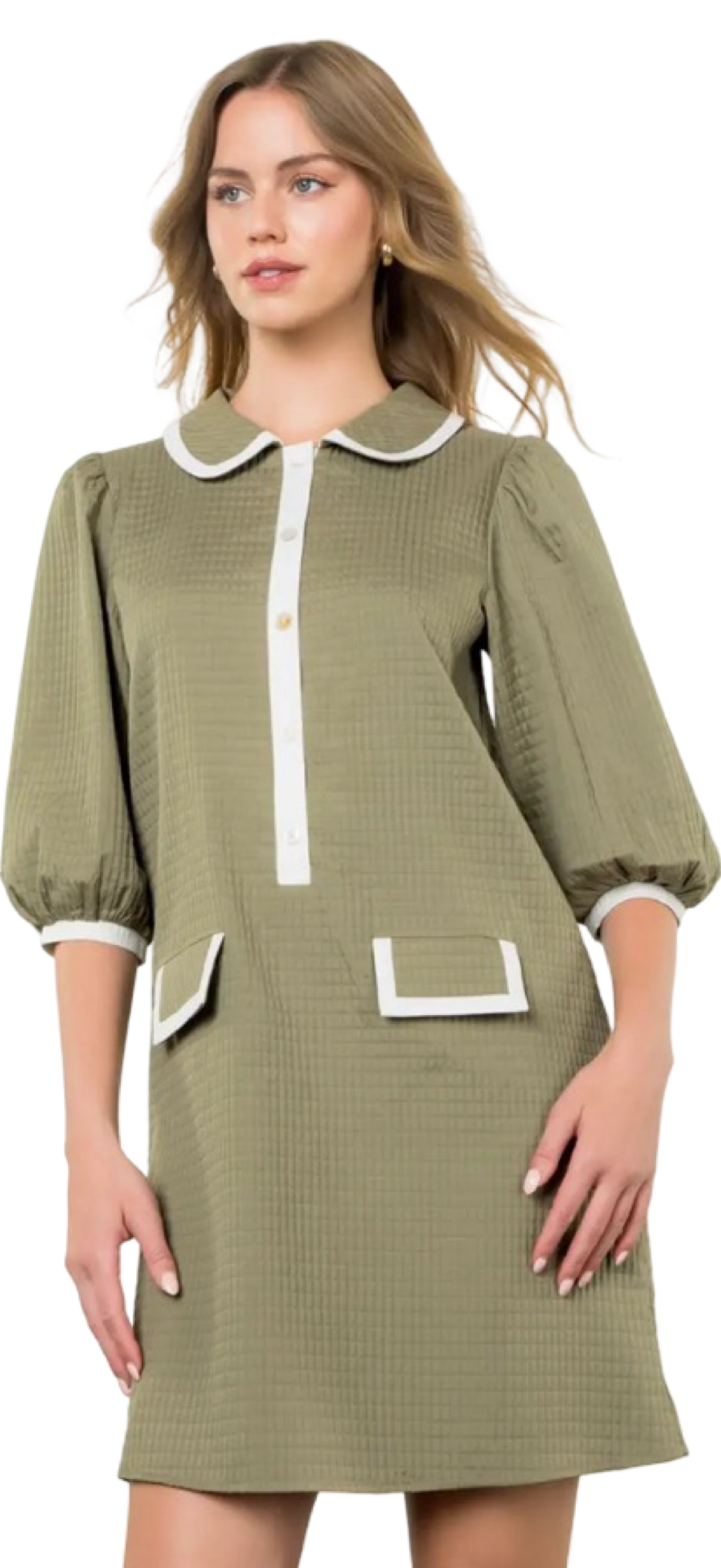THML Long Sleeve Textured Mini Dress