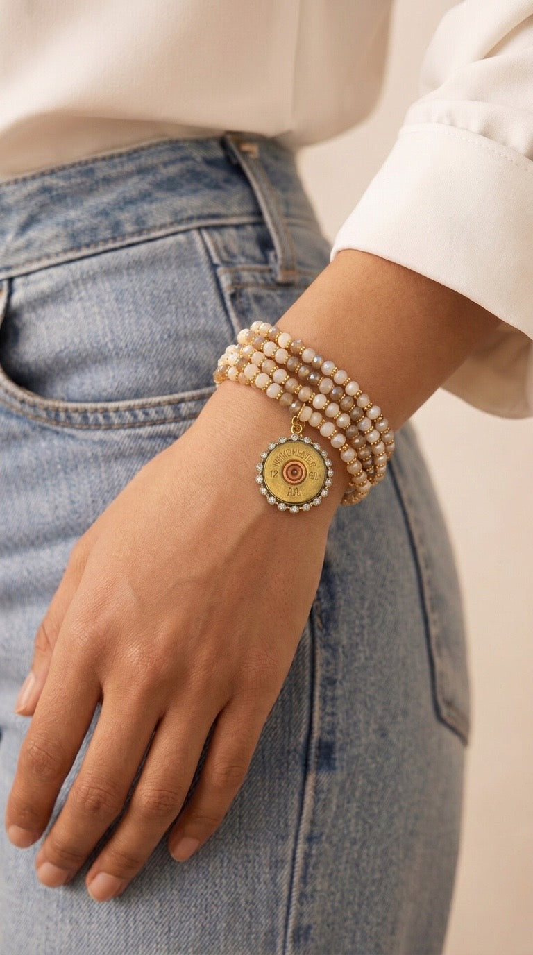 Bracelets- M&E Bling Hand Crafted Shotgun Shell Multi Stretch Bracelet Set