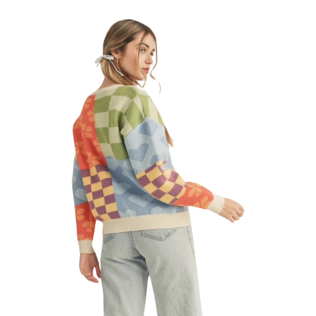 Apparel- En Merci Multi Pattern Patch Sweater