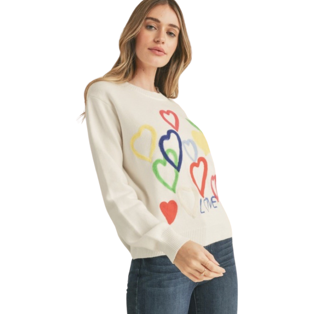Apparel- En Merci Heart Embroidered Sweater