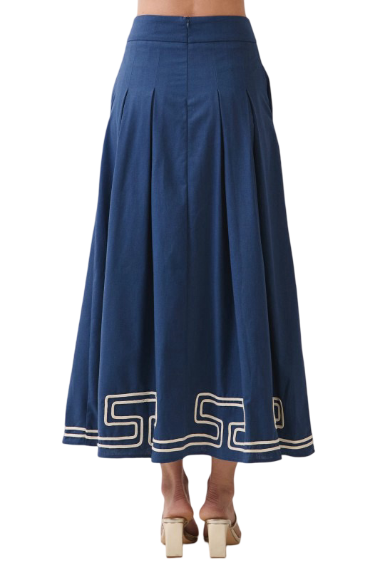 TCEC Embroidered Bottom Print Midi Skirt