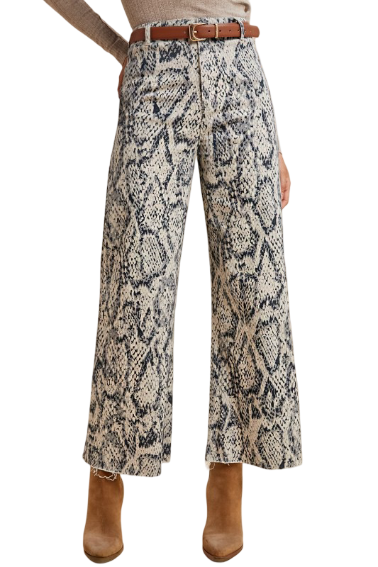 Apparel- Anniewear  Amimal Print Stretch Wide Leg Jean