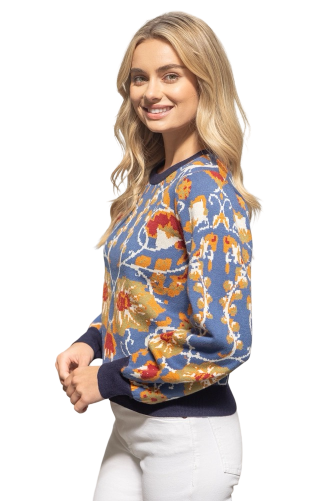 Apparel- VOY Floral and Animal  Print Sweater Top
