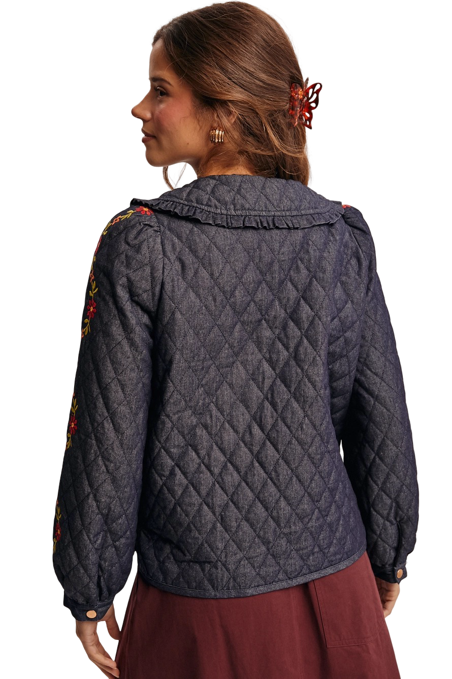 Apparel- Forte Quilted Embroidered Jacket Top