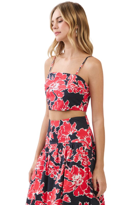 TCEC Floral Smocked Back Crop Top