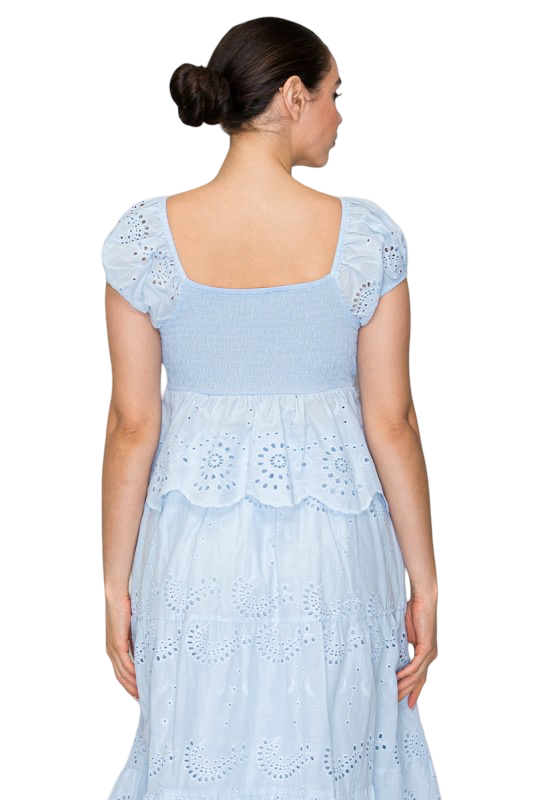 Haute Monde V Neck Eyelet Ruffled Top
