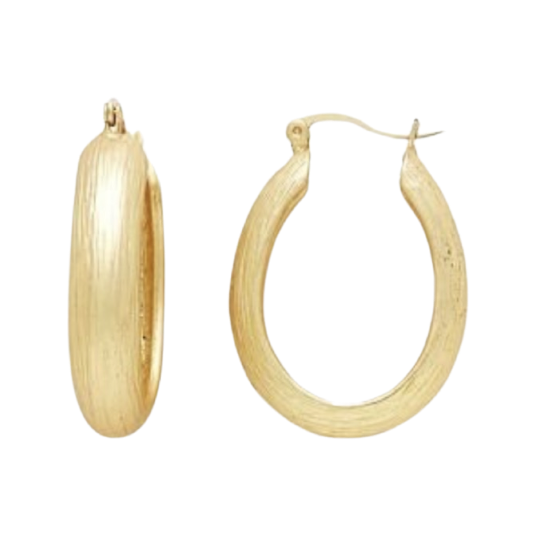 Earrings- M&E Bling Teardrop Shaped Gold Detailed Hoops
