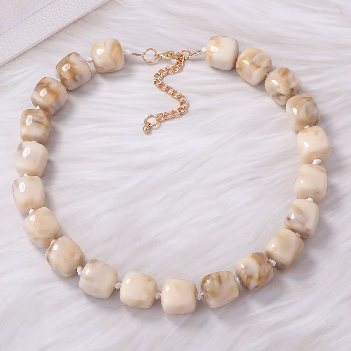 Necklaces- Square Beaded Resin Necklace