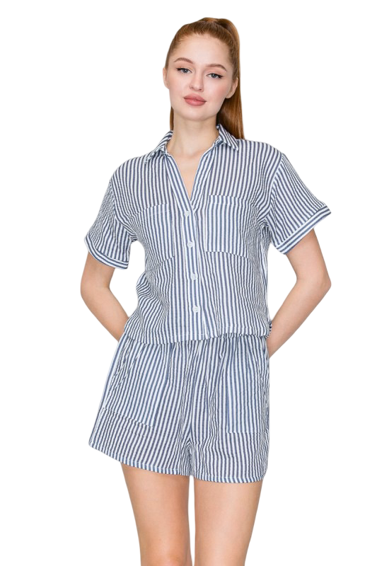 Haute Monde Gauze Top and Mini Short Set