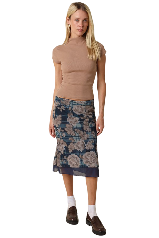 Olivaceous Ellie Fitted Mock Neck Top