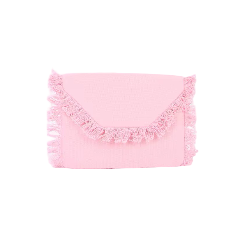 Color Burst Cotton Fringed Canvas Envelope Clutch