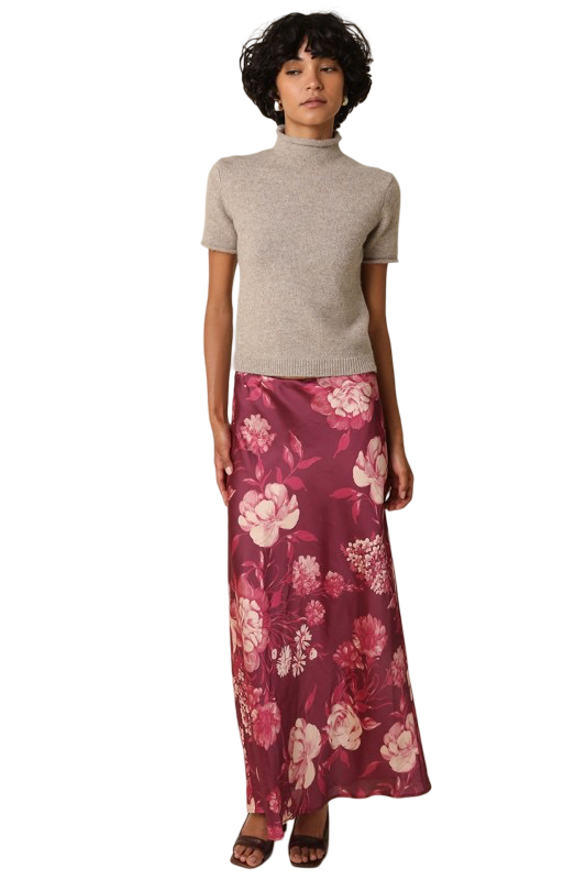 Olivaceous Zella Floral Midi Skirt