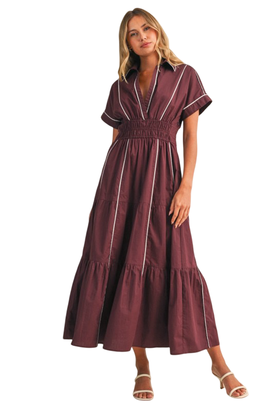 Klesis Smocked Waist A Line Maxi Dress