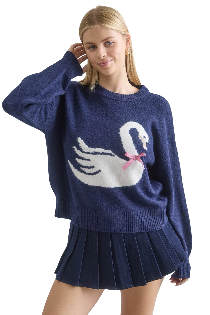 Apparel- The Workshop Swan Motif Sweater Top
