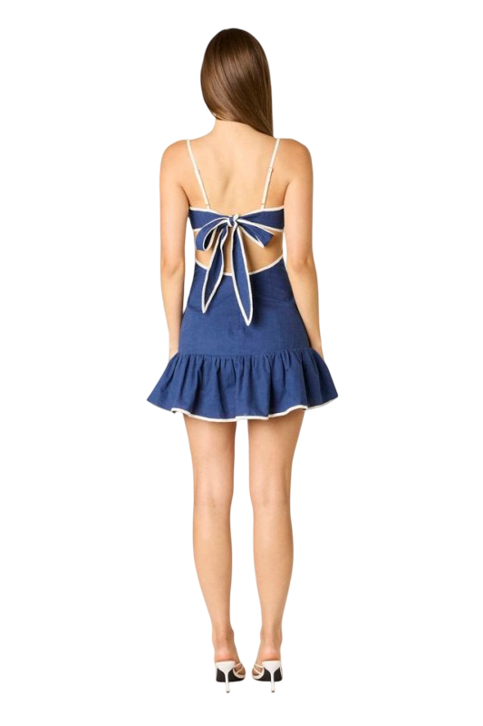 Apparel- CCLA Linen Bow Back Mini Dress