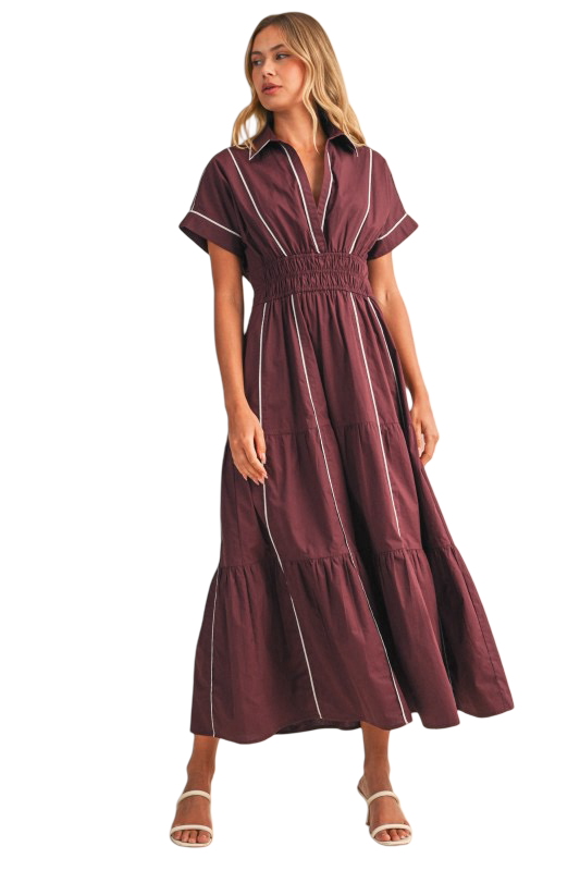 Klesis Smocked Waist A Line Maxi Dress