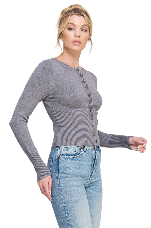 Apparel-Allie Rose Button Up Fitted Cardigan Top