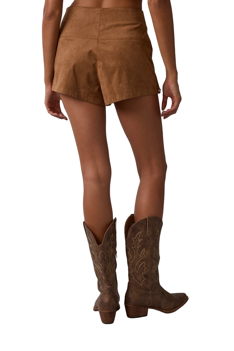 Apparel- Sky to Moon Suede Asymmetrical Studded Mini Skort