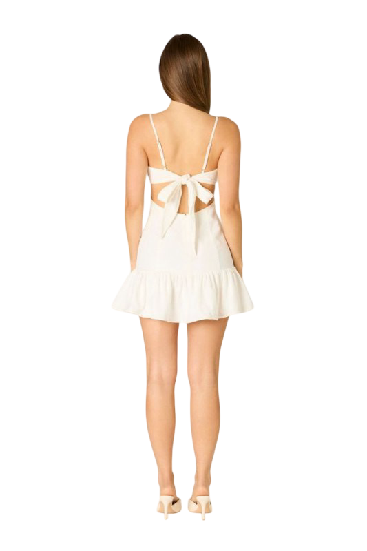 Apparel- CCLA Linen Bow Back Mini Dress