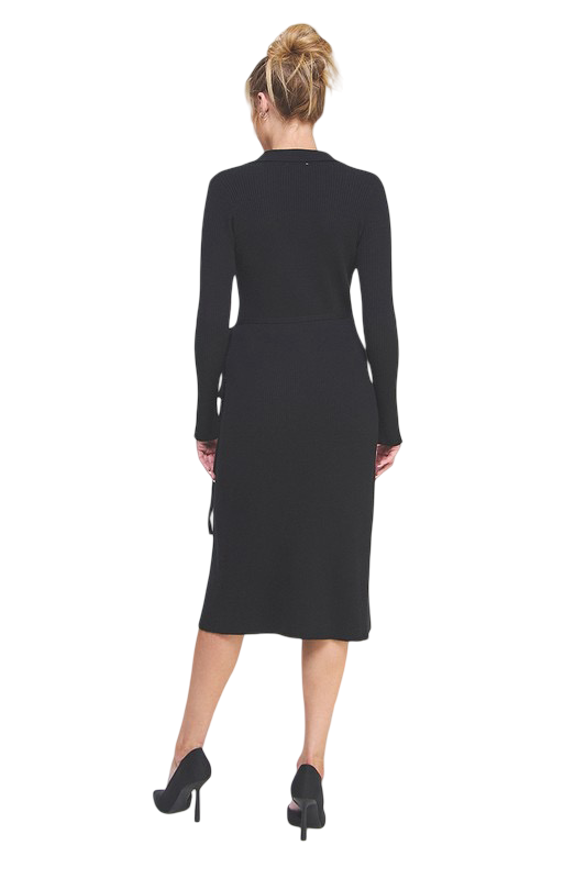 Apparel-Allie Rose Fine Gauge Wrap Sweater Midi Dress