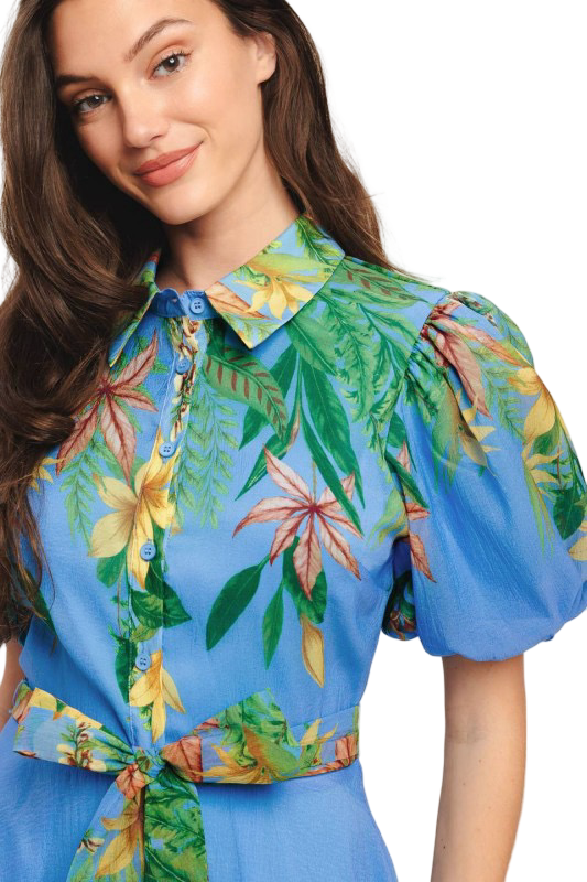 Flying Tomato Floral Puffed Sleeve Midi Dress