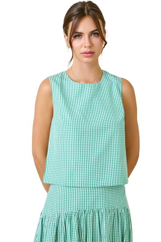 Day+Moon Gingham Scoop Neck Sleeveless Top