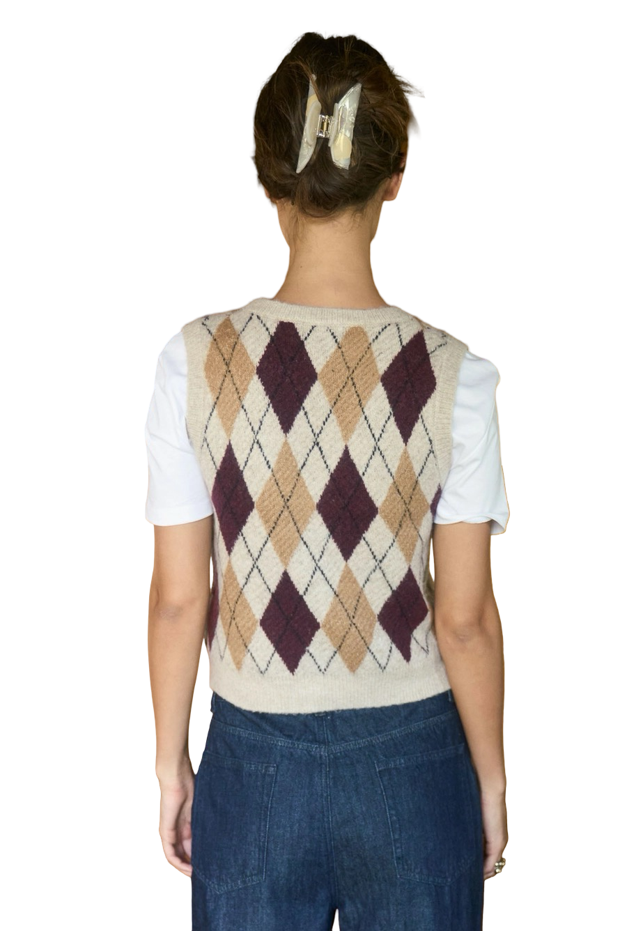 Apparel- The Workshop Argyle Sweater Vest Top