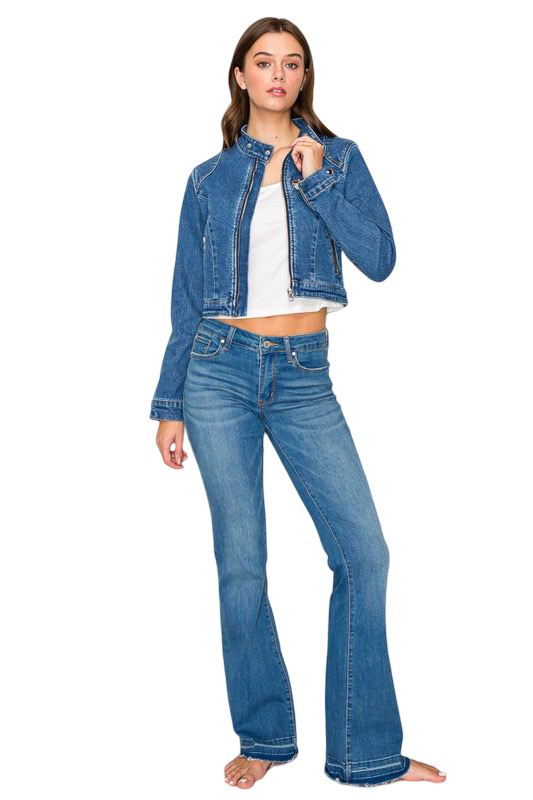 Apparel-Curds & Whey Denim Zip Pocket Biker Jacket