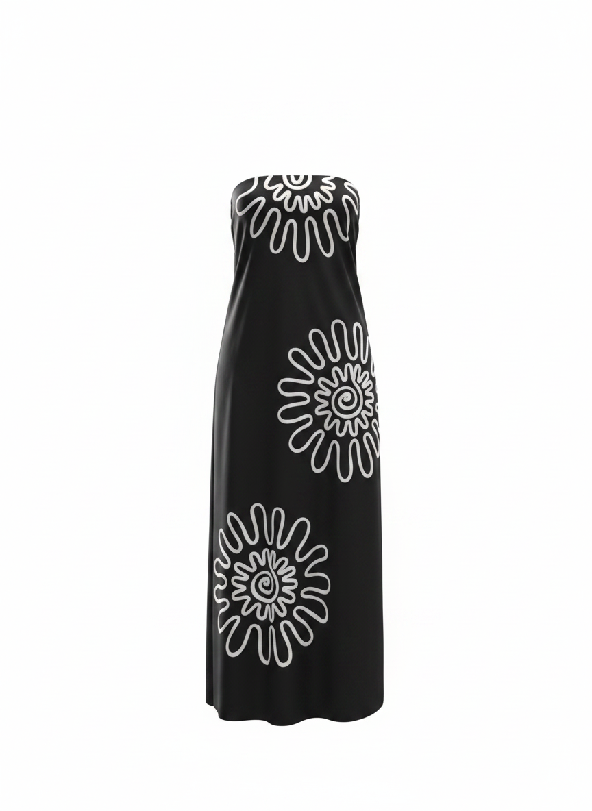 Needii Strapless Abstract Maxi Dress