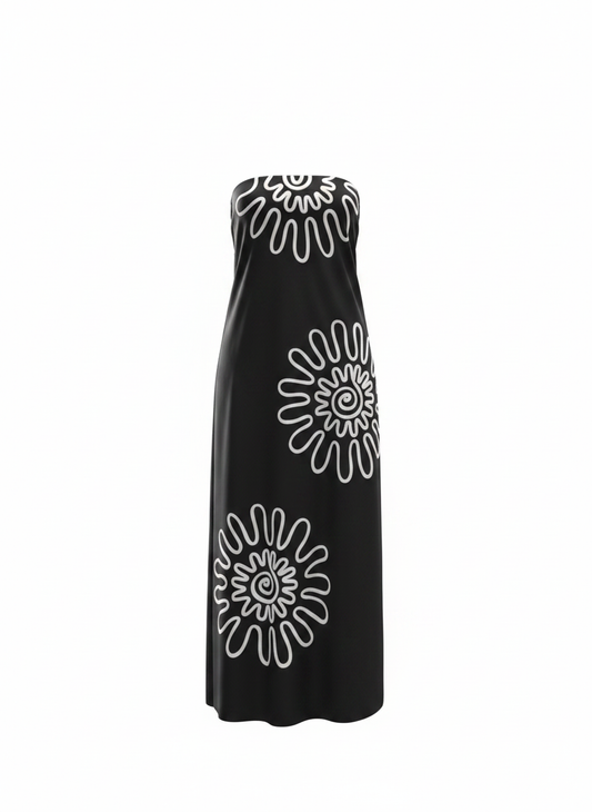 Needii Strapless Abstract Maxi Dress