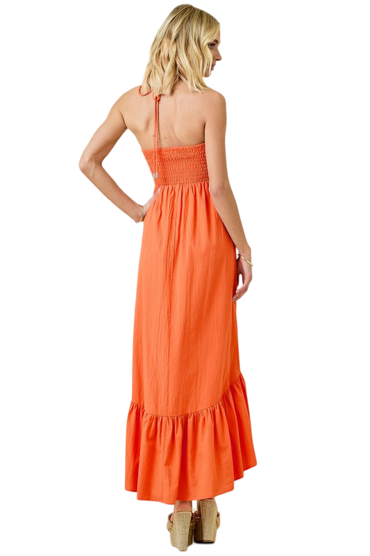 Apparel- Day+Moon Ruched Halter Midi Maxi Dress