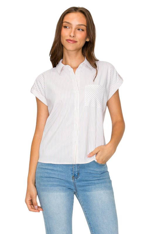 DNA Couture Striped Short Sleeve Top