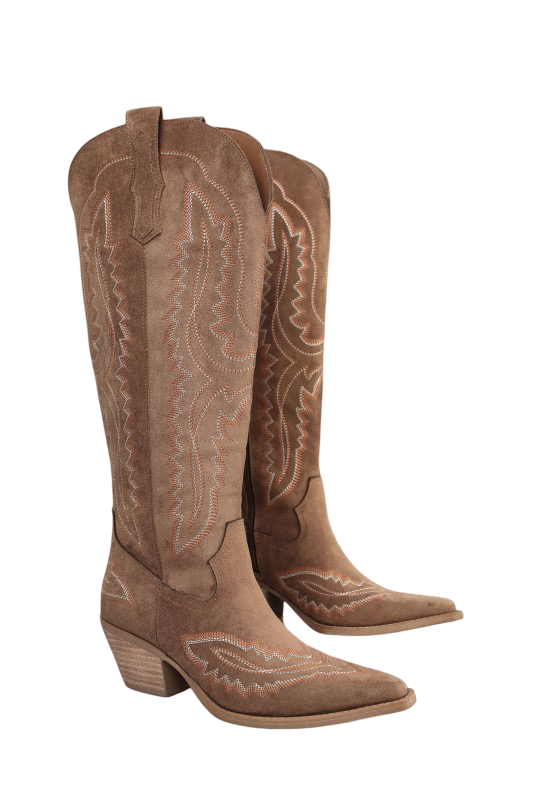 Boots- Mi.iM Tess-Samara Stitch Western Tall Suede Boots