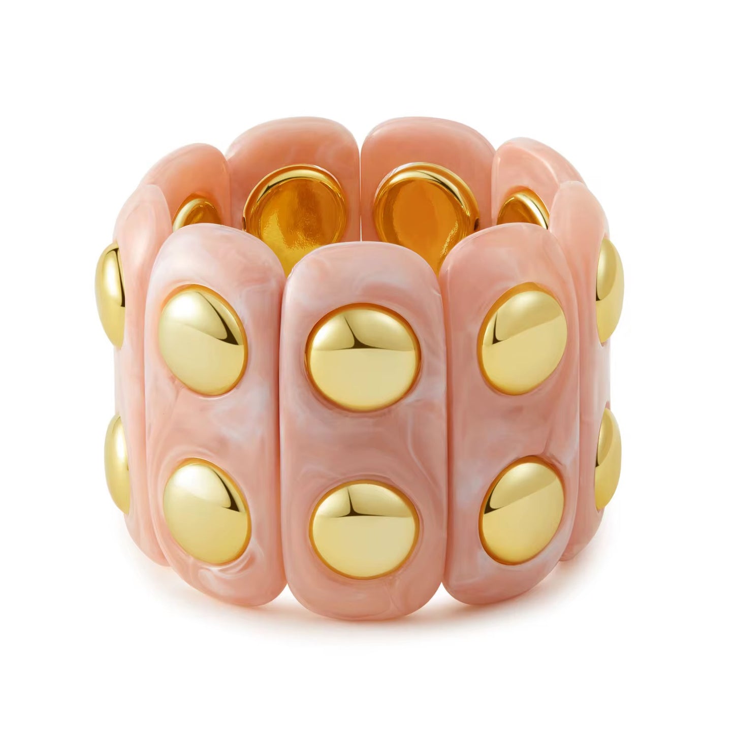 Bracelets- M&E Bling Retro Acrylic Geo Oval Stretch Bracelet