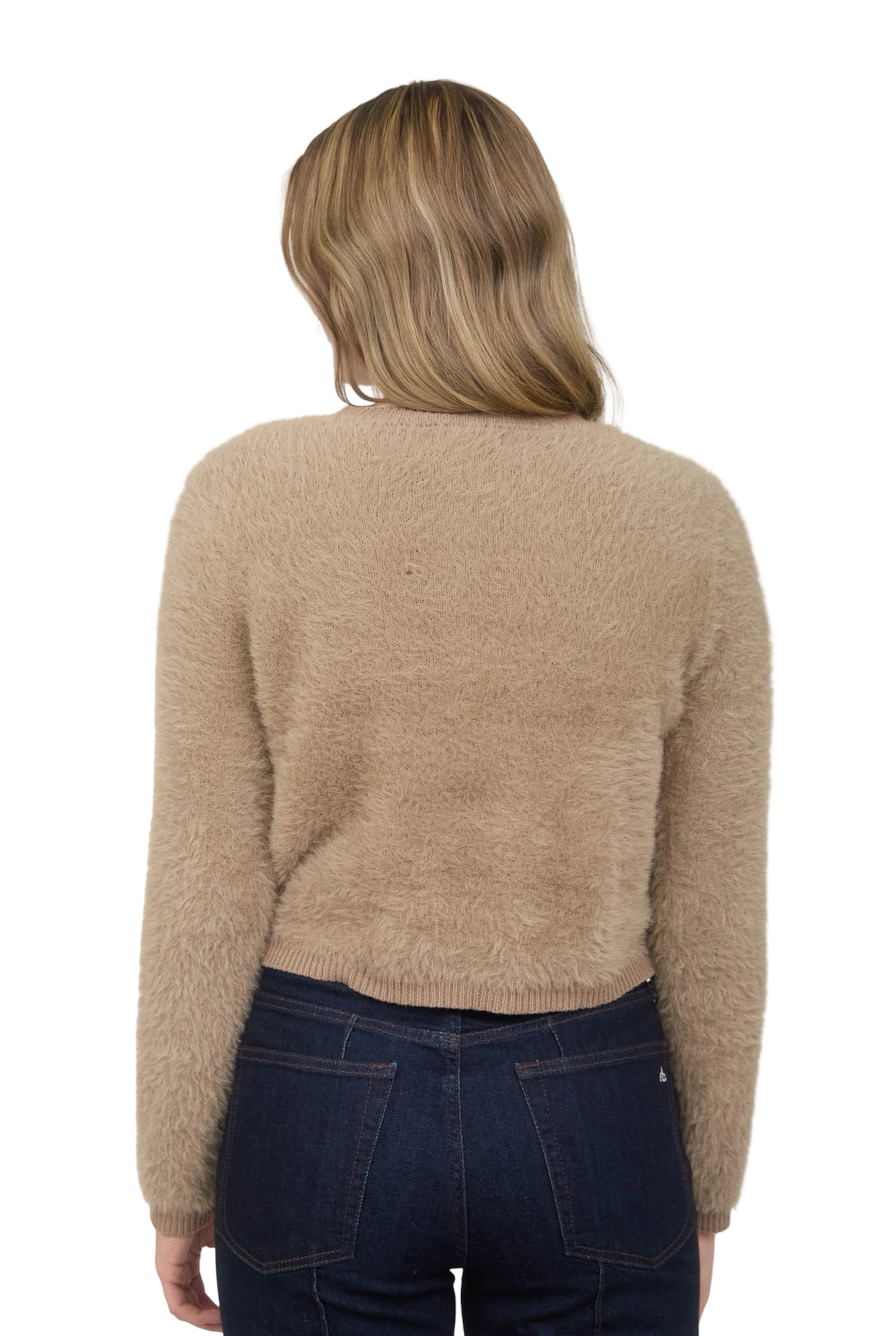 Apparel- The Workshop Gold Button Fuzzy Knit Cardigan Top