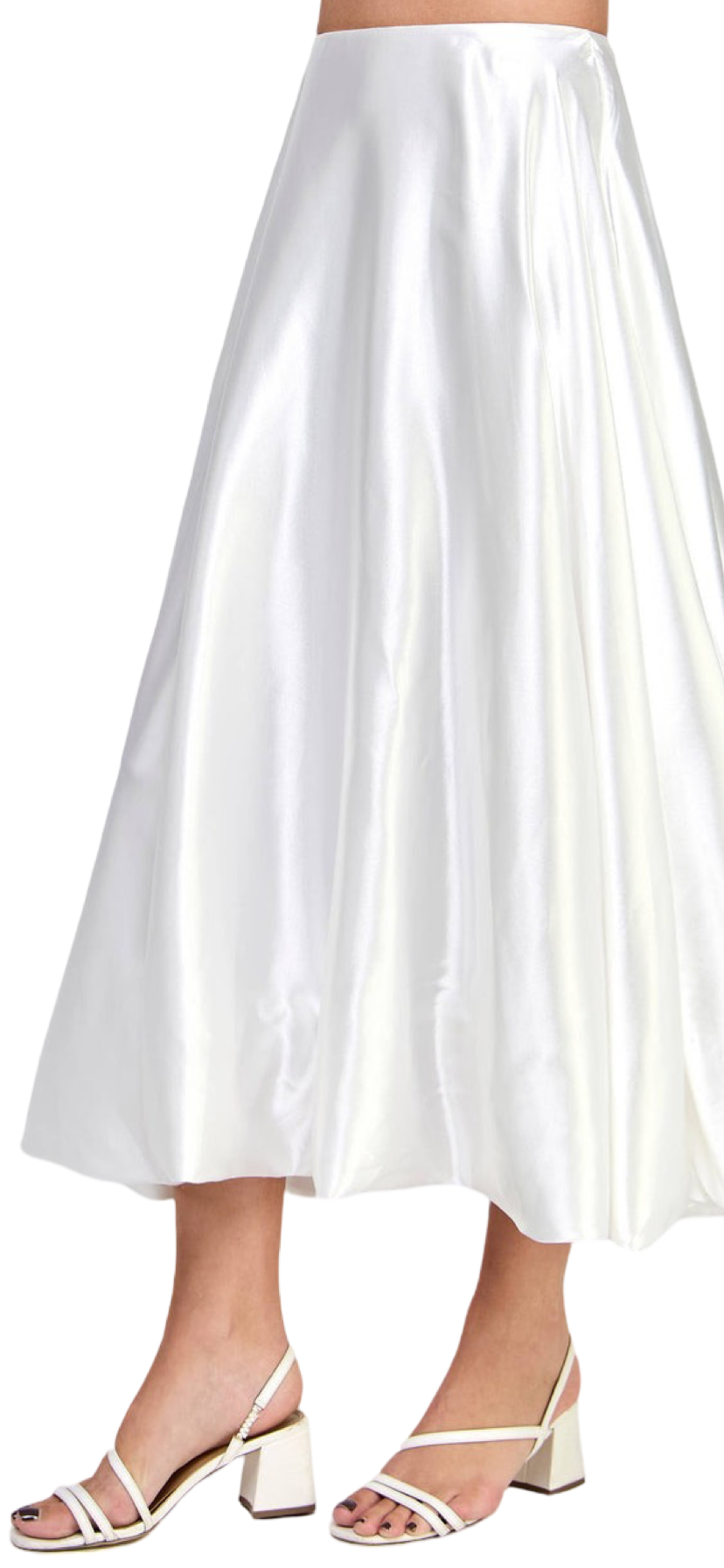 Apparel- Ellison Satin Balloon Midi Skirt