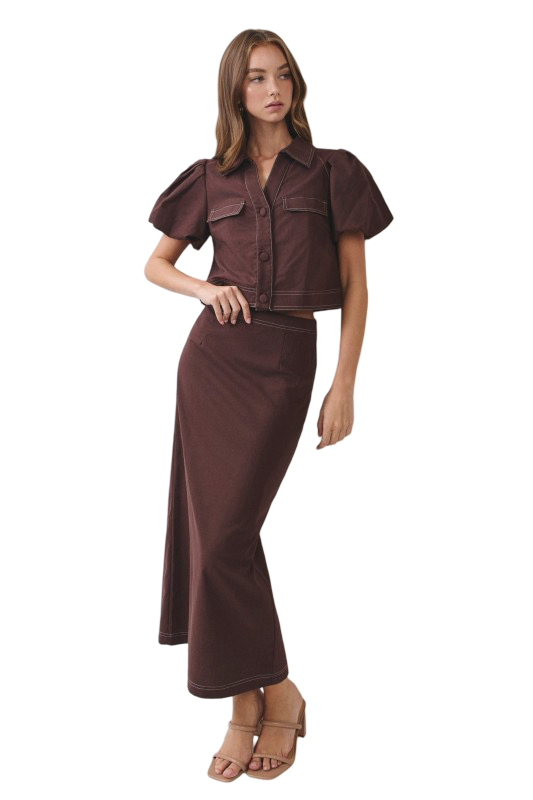 TCEC Contrast Stitch Maxi Skirt