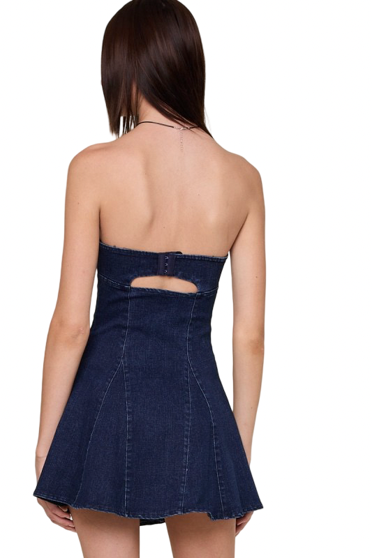 Sky to Moon Strapless Hook and Eye Denim Mini Dress