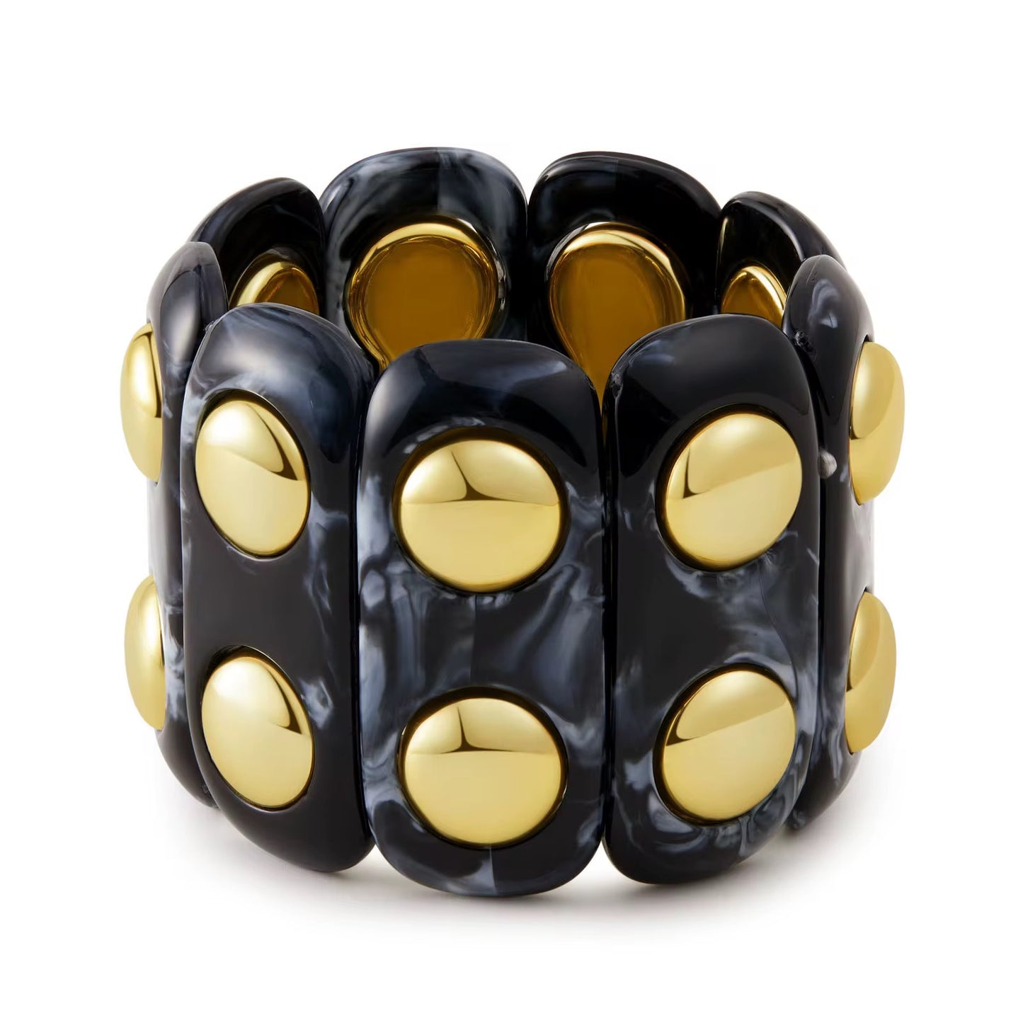 Bracelets- M&E Bling Retro Acrylic Geo Oval Stretch Bracelet
