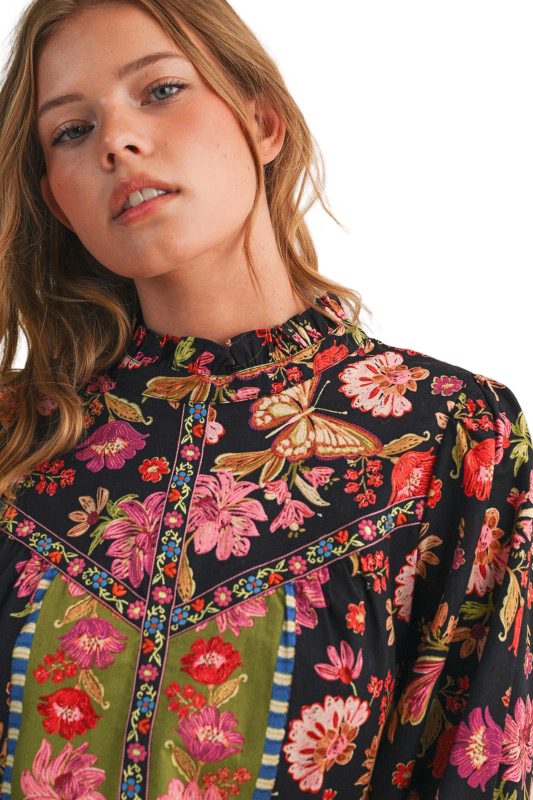 Apparel- En Merci Floral Border Print Top