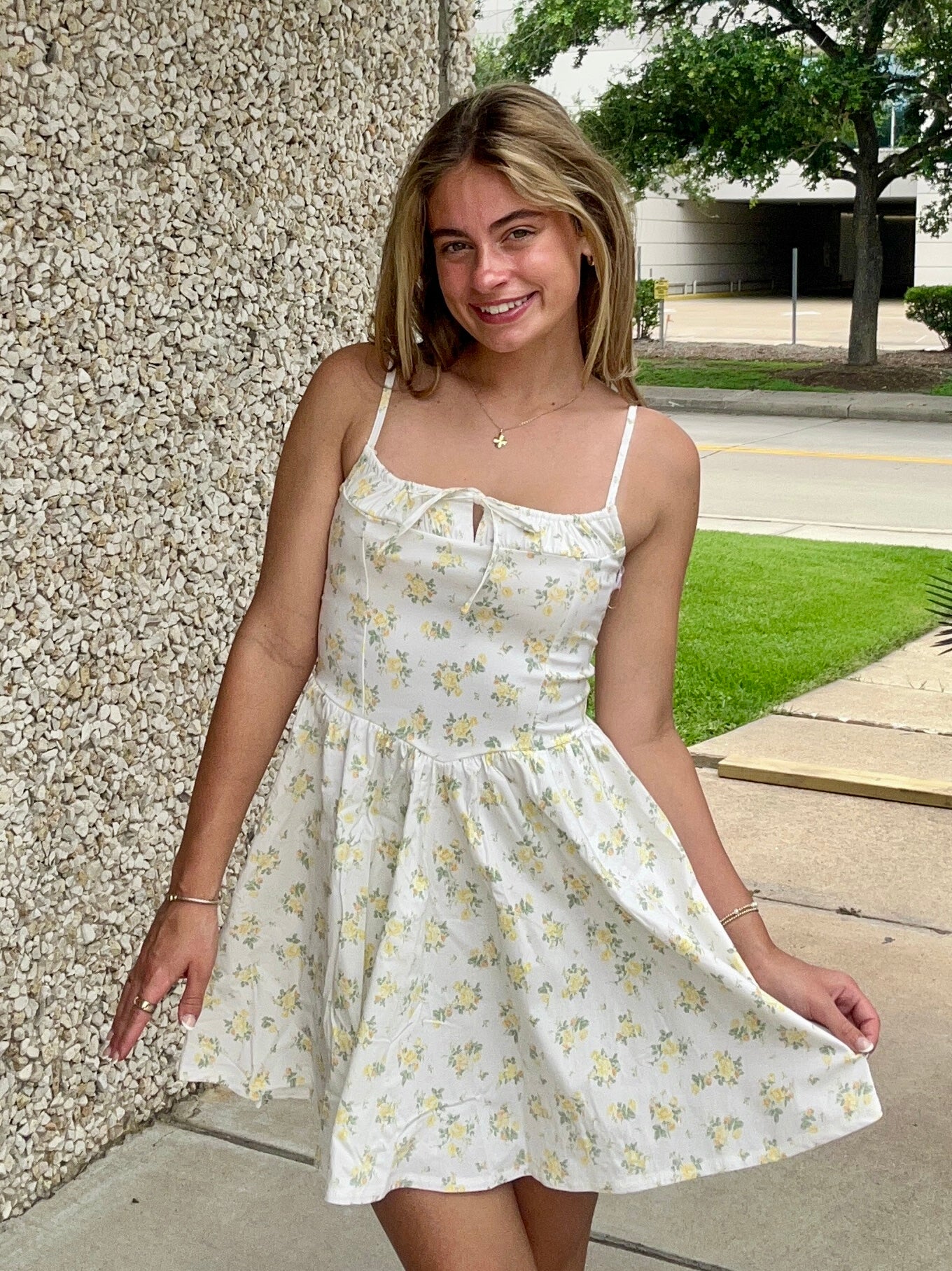 Blashe Ruched Front Floral Mini Dress