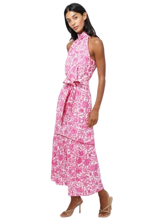 Apparel- Adelyn Rae Maisy Floral Halter Neck Tie Maxi Dres