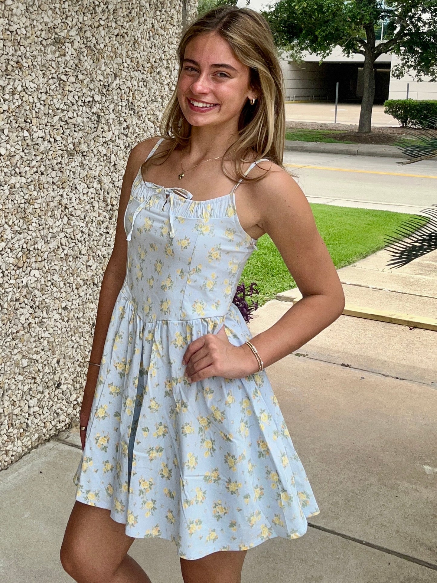 Blashe Ruched Front Floral Mini Dress